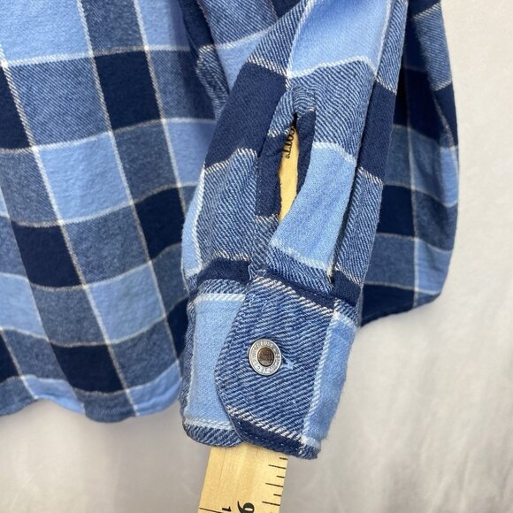 Levi's Silver Tab Oversized Plaid Flannel Metal Button-Up Shirt Men Size XL Blue - Picture 7 of 15